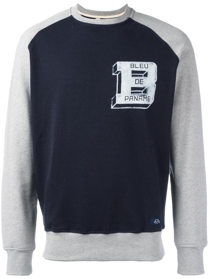 Bleu De Paname Panelled Logo Sweatshirt, Men's, Size: Medium, Blue, Cotton