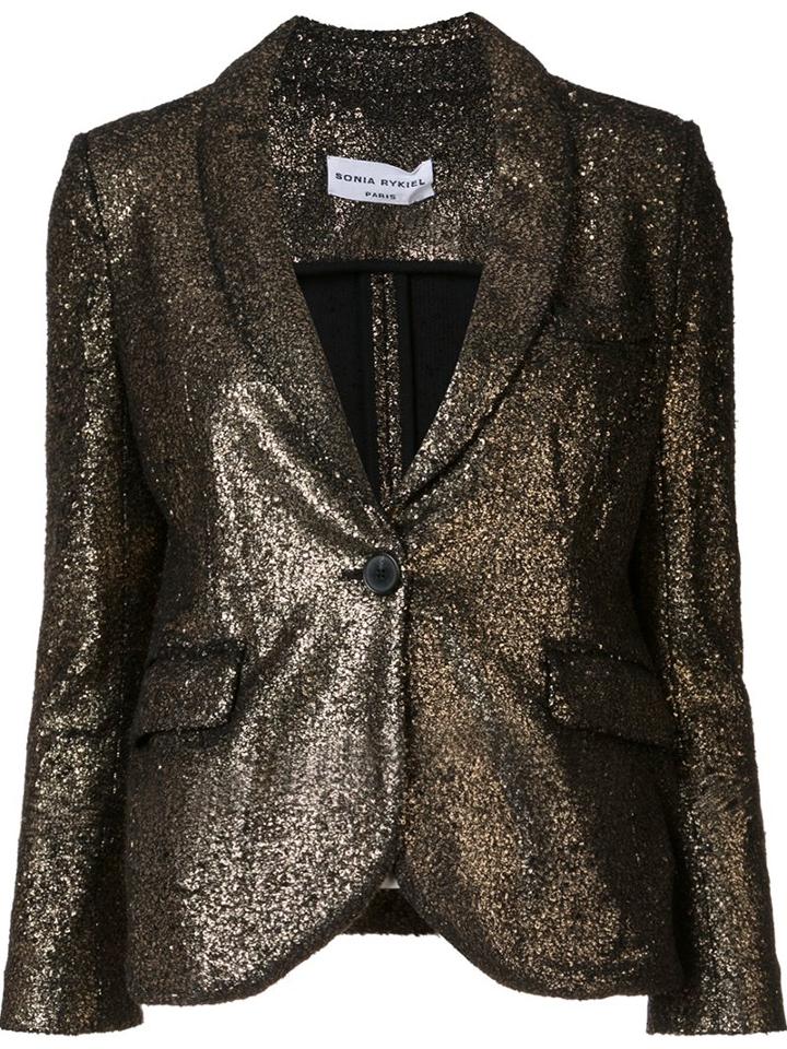Sonia Rykiel Single Breasted Fitted Jacket, Women's, Size: Medium, Grey, Cotton/acrylic/polyamide