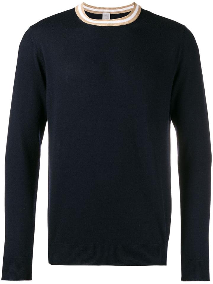 Eleventy Stripe Collar Jumper - Blue