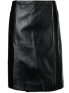 Prada Wrap Front Leather Skirt - Black
