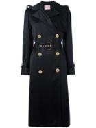 Lanvin Belted Trench Coat, Women's, Size: 34, Black, Cotton/viscose/wool
