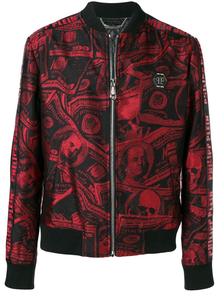 Philipp Plein Dollar Print Bomber Jacket - Black