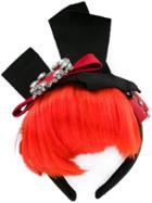 Dolce & Gabbana Hair Fringe Bow Hairband, Women's, Black, Acrylic/cotton/nylon/glass
