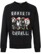 Roberto Cavalli Logo Print Sweatshirt, Men's, Size: Large, Black, Cotton