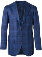 Kiton - Checked Blazer - Men - Silk/linen/flax/cupro/cashmere - 50, Blue, Silk/linen/flax/cupro/cashmere
