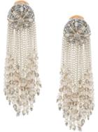 Oscar De La Renta Chain Cluster Beaded Earrings - Metallic