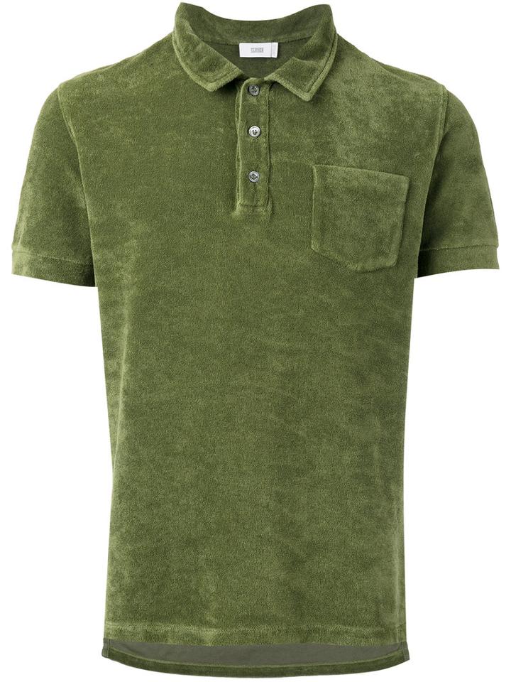 Closed Short Sleeve Polo Shirt With Pocket, Men's, Size: Large, Green, Cotton/polyester