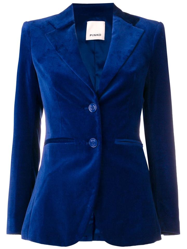 Pinko Velour Two Button Blazer - Blue