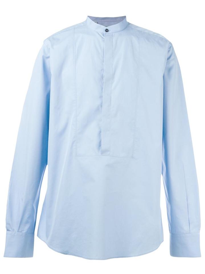 Dolce & Gabbana Mandarin Collar Shirt, Men's, Size: 41, Blue, Cotton