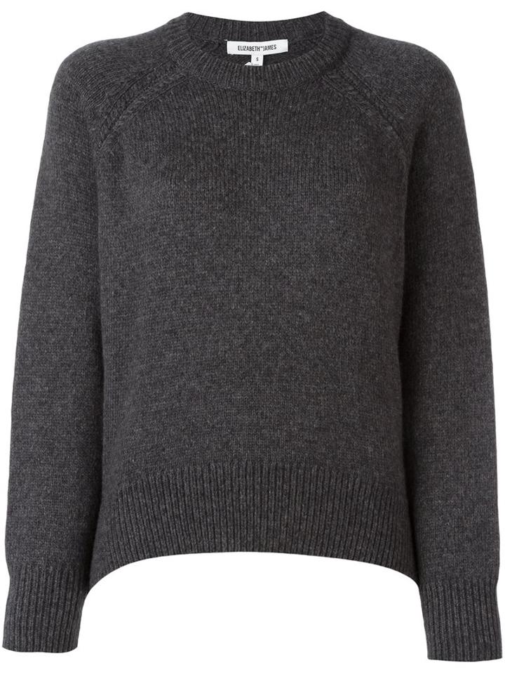 Elizabeth And James Crew Neck Jumper, Women's, Size: Small, Grey, Nylon/wool