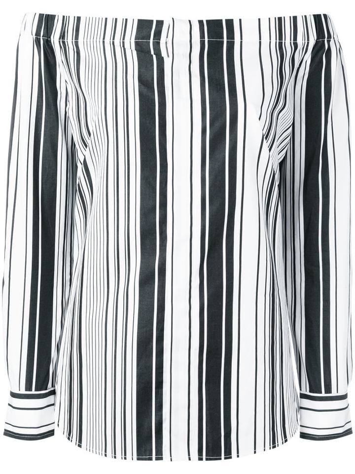 Polo Ralph Lauren Off-the-shoulder Stripe Blouse, Women's, Size: Medium, White, Cotton