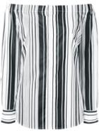 Polo Ralph Lauren Off-the-shoulder Stripe Blouse, Women's, Size: Medium, White, Cotton