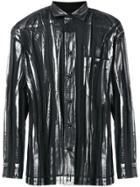 Issey Miyake Men Metallic Creased Effect Shirt - Black