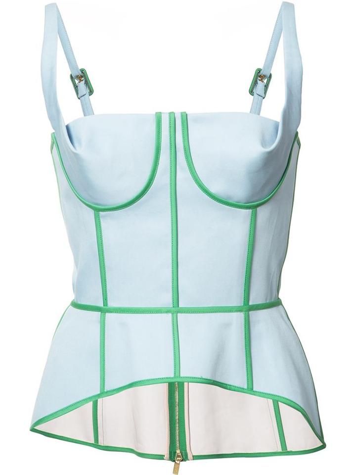 Thom Browne Fitted Bustier Top, Women's, Size: 40, Blue, Cotton
