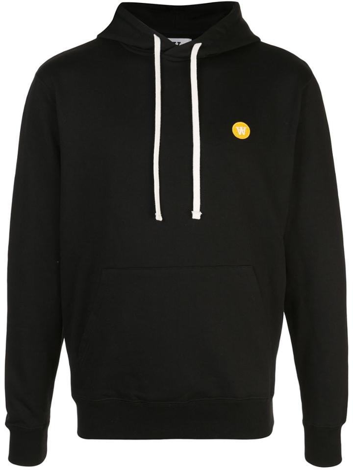 Wood Wood Embroidered Logo Hoodie - Black