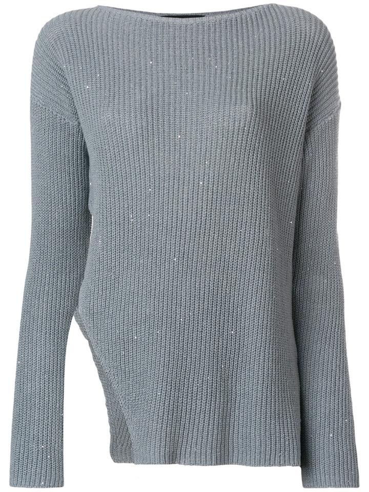 Fabiana Filippi Side Slit Ribbed Jumper - Blue