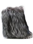 Casadei Racoon Fur-trimmed Chaucer Boots - Grey