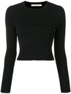 Live The Process Cropped Open Back Knit Sweater - Black