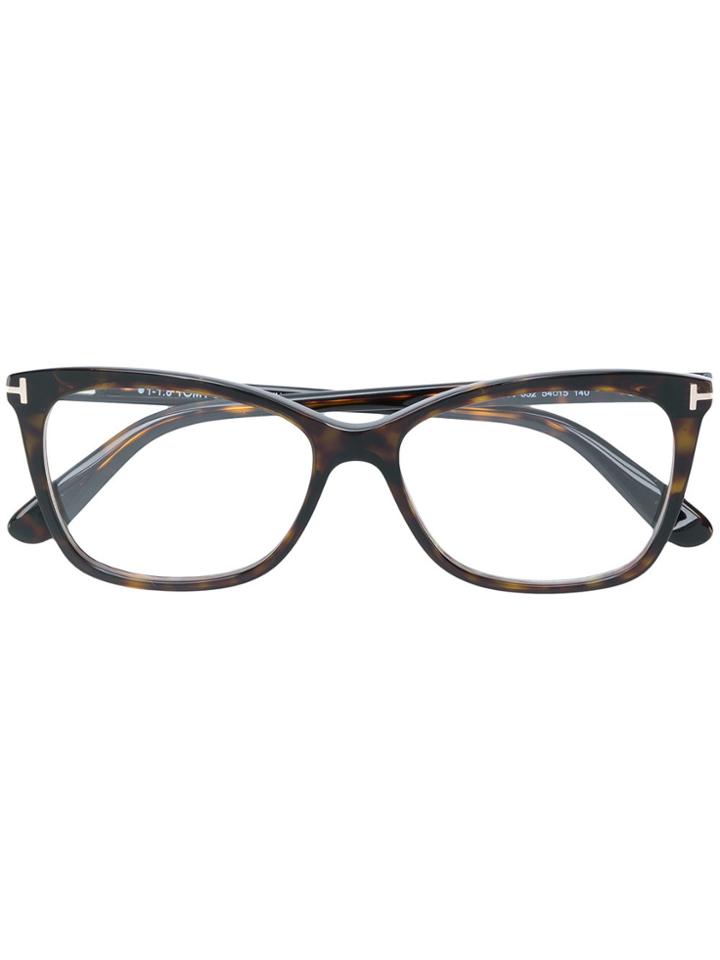 Tom Ford Eyewear Square Clip-on Glasses - Brown