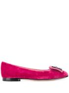 Gucci Square G Velvet Ballerinas - Pink