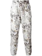 Etro Printed Trousers, Men's, Size: 48, White, Linen/flax