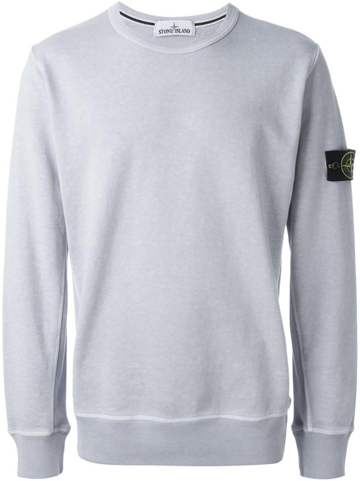 Stone Island Crew Neck Sweatshirt, Men's, Size: Xxl, Grey, Cotton