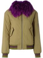 Army Yves Salomon Fur Trim Bomber Jacket - Green