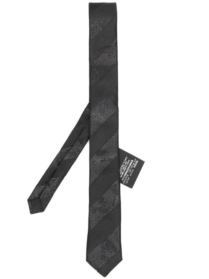 Saint Laurent Striped Patterned Tie - Black