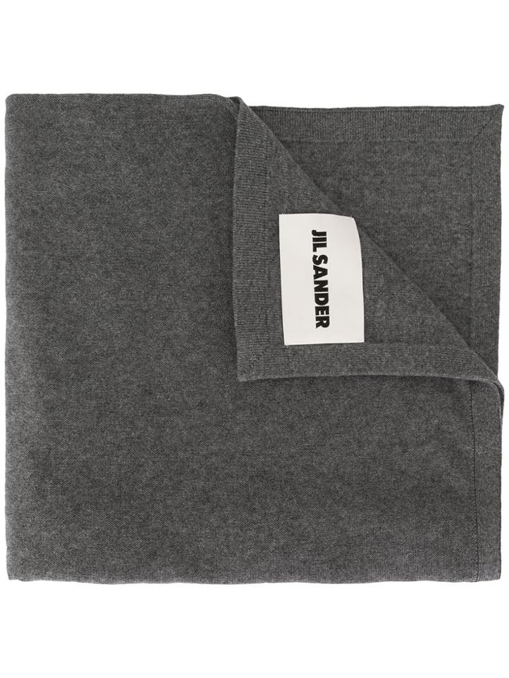 Jil Sander Logo Patch Scarf - Grey