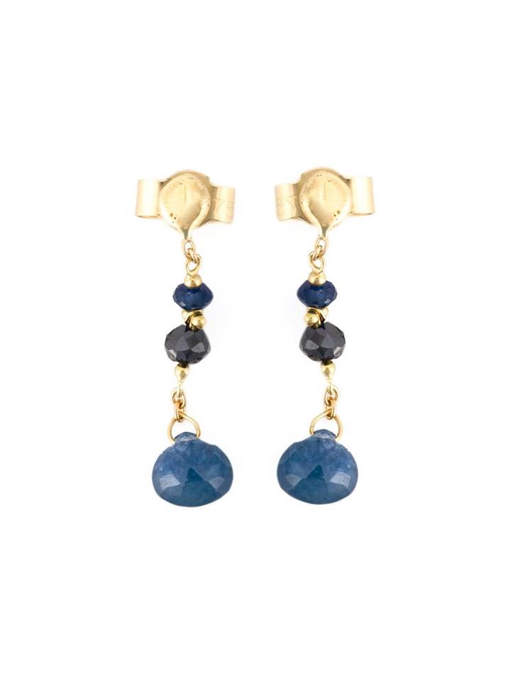 Natasha Collis Black Diamond And Blue Sapphire Drop Earring