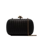 Bottega Veneta Black Knot Detail Woven Leather Clutch Bag