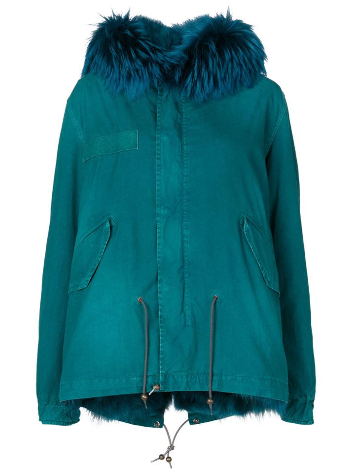Mr & Mrs Italy Fur Trim Hooded Parka - Blue