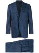 Kiton Striped Suit Jacket - Blue