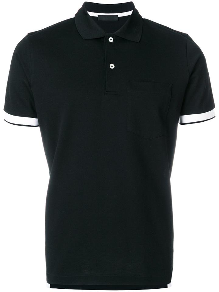 Prada Contrast Trim Polo Shirt - Black