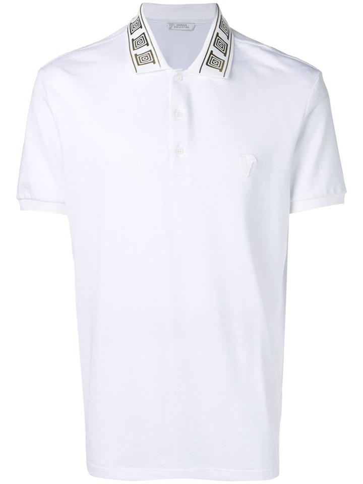 Versace Collection Collar Detail Polo Shirt - White