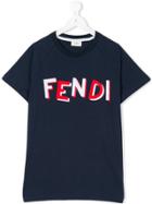 Fendi Kids Teen Logo Print T-shirt - Blue
