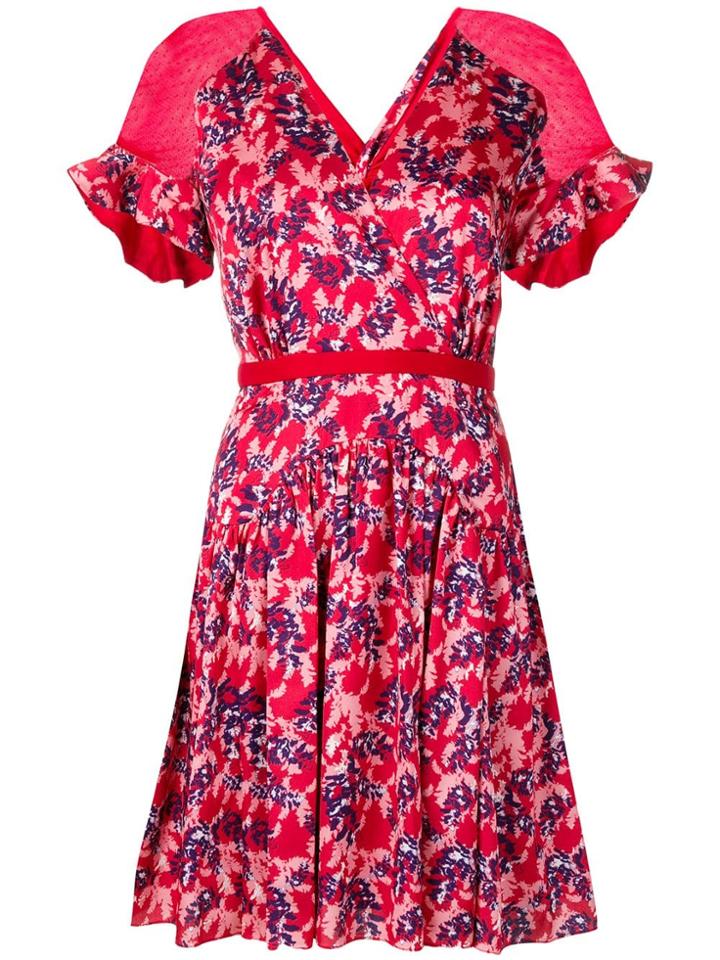 Three Floor Sheer Panel Mini Dress - Red