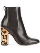Francesco Russo Leopard Heel Boots - Black