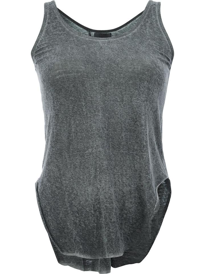 Lost & Found Ria Dunn Curved Hem Tank, Women's, Size: Xs, Black, Linen/flax/spandex/elastane