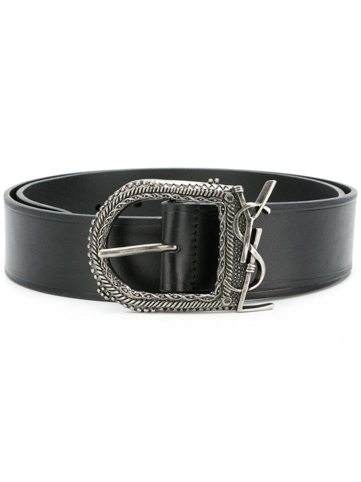 Saint Laurent Engraved Logo Belt - Black
