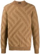 Roberto Collina Geometric Pattern Knitted Jumper - Brown