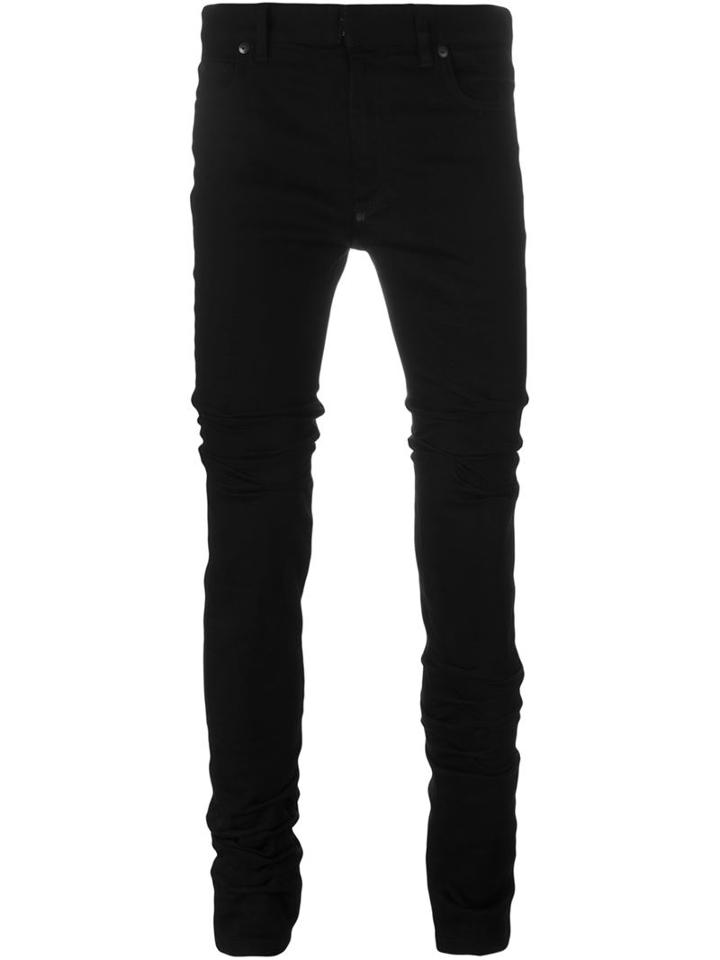 Maison Margiela Skinny Creased Jeans, Men's, Size: 34, Black, Cotton/spandex/elastane