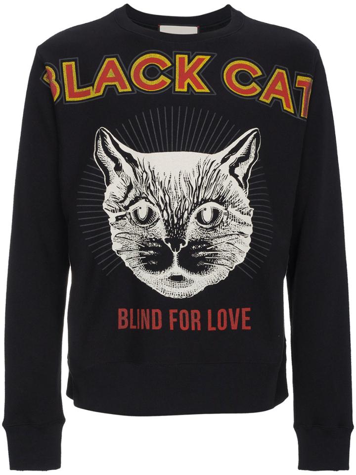 Gucci Black Cat Print Sweatshirt