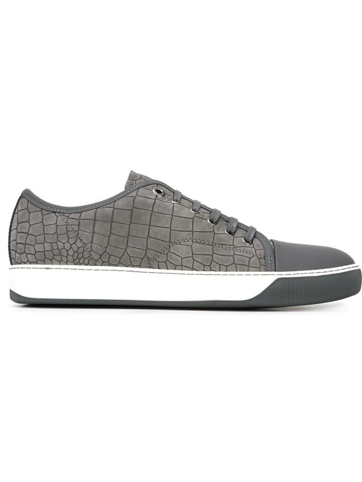 Lanvin Crocodile Embossed Sneakers - Grey