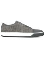 Lanvin Crocodile Embossed Sneakers - Grey