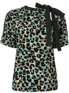 Rochas Bow Detail Printed Top - Green