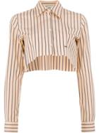 Off-white Stripe Cropped Shirt - Orange