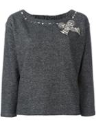 Twin-set Embellished Bow Sweater, Women's, Size: Medium, Grey, Cotton