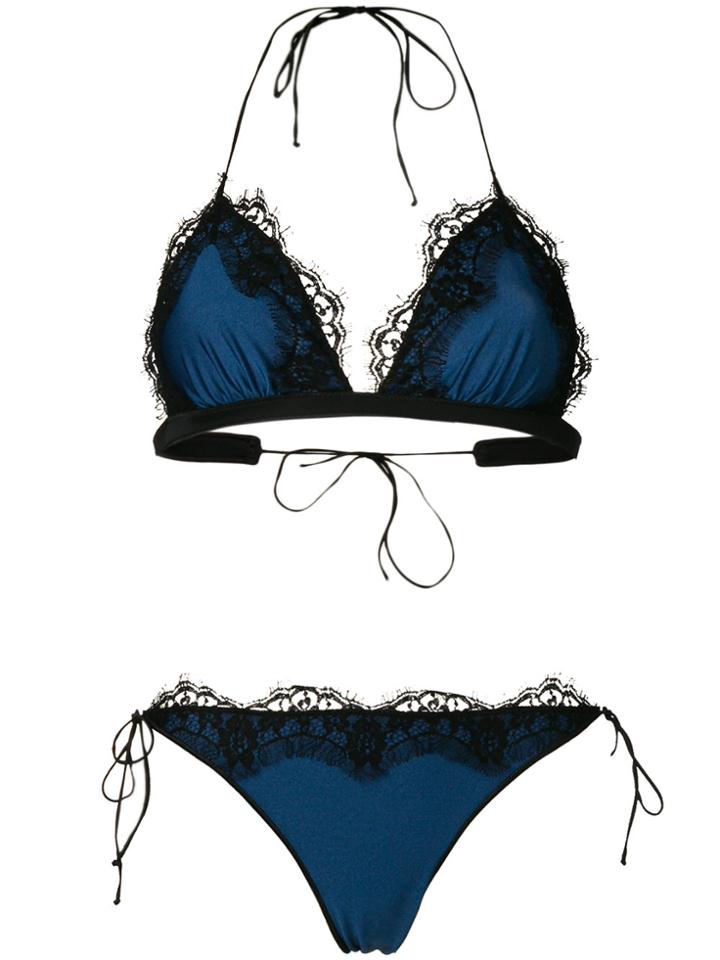 Oseree Lace Inserts Bikini - Blue