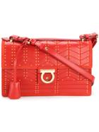 Salvatore Ferragamo Studded Gancio Lock Shoulder Bag - Red
